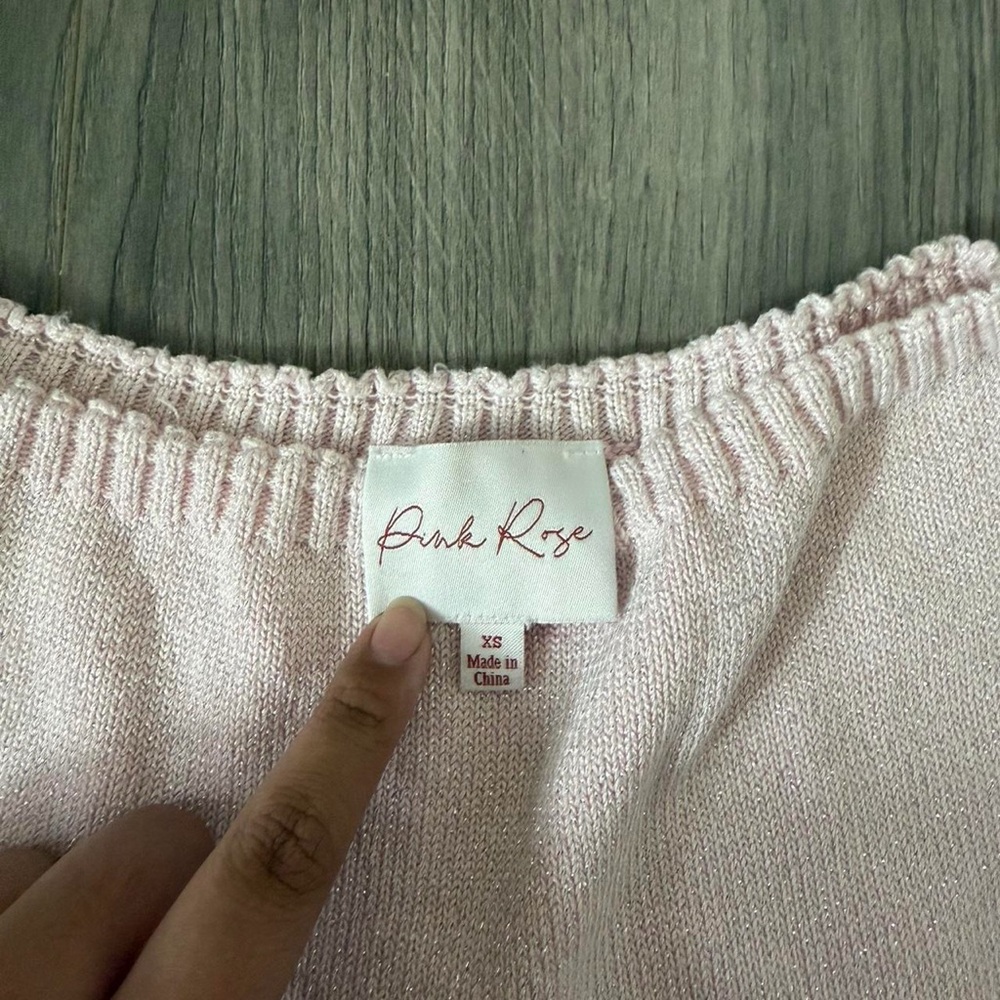 Pink Rose Pale Pink Shimmer Scoop Neck Sweater - Picture 4 of 4